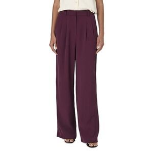 French Connection Pleated Pants Women 12 Burgundy Professional Career Preppy NWT